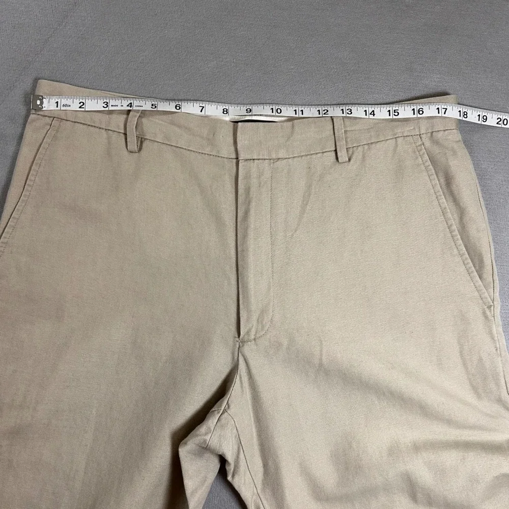 Banana Republic Mens Khaki Tan Linen Cotton Blend Straight Leg Pants 35x34 SPR07
